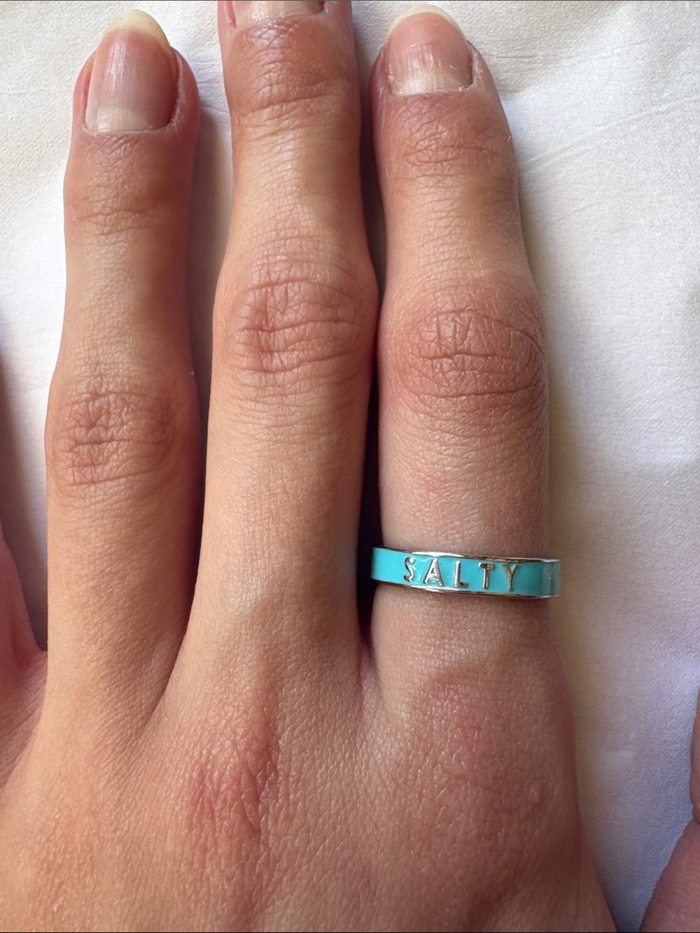 Aqua Enamel Band Ring
